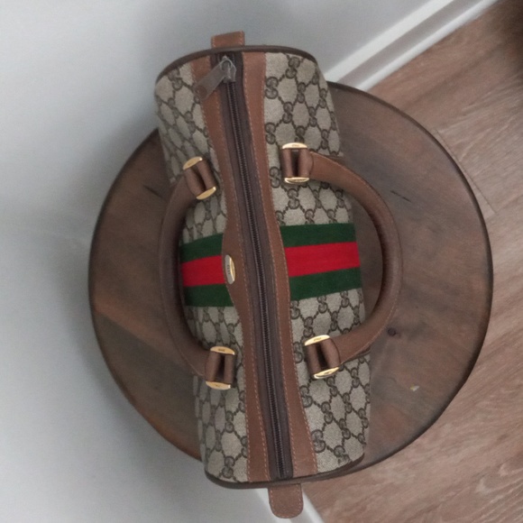 Authentic Vintage Gucci GG Monogram Supreme Sherry Web Ophidia Boston Doctor Bag - Picture 4 of 11